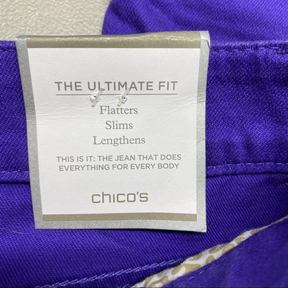 Chico's Platinum Denim Wide Cuff Crop Capri Purple - Picture 5 of 8